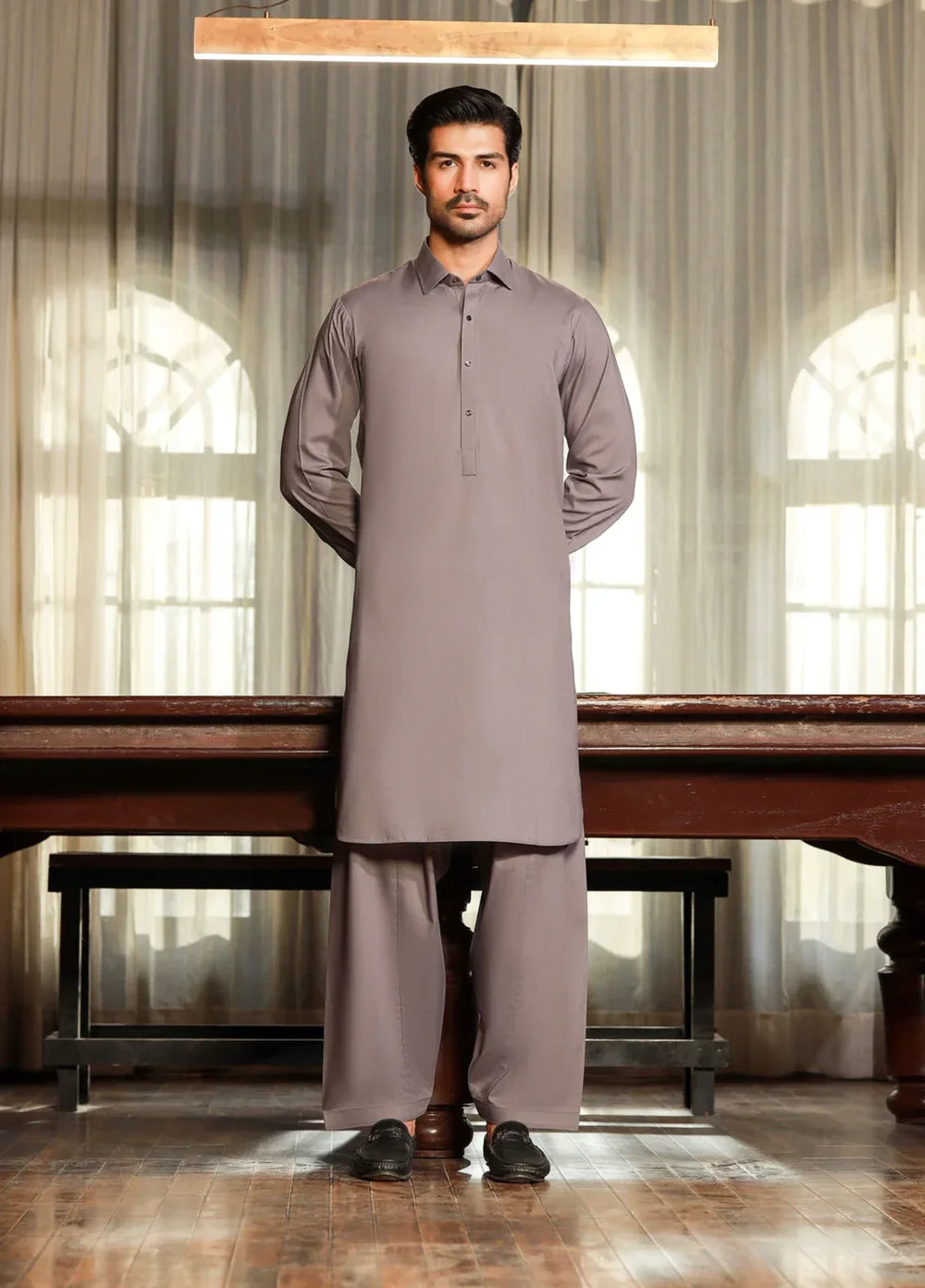 Gold Medal by Stitching Cotton Men RTW Solid Poly 2 Piece Suit Grey SMKS-138 - Casual Collection