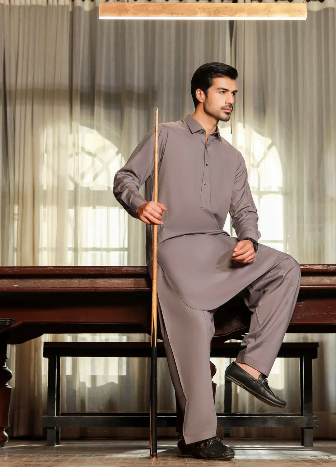 Gold Medal by Stitching Cotton Men RTW Solid Poly 2 Piece Suit Grey SMKS-138 - Casual Collection