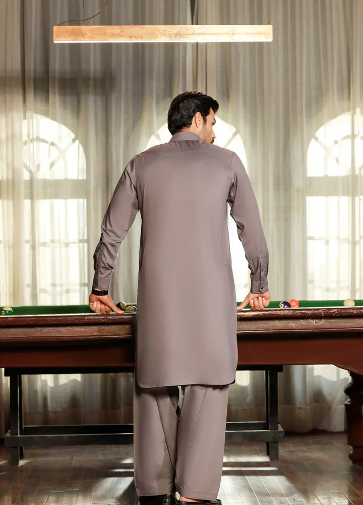 Gold Medal by Stitching Cotton Men RTW Solid Poly 2 Piece Suit Grey SMKS-138 - Casual Collection