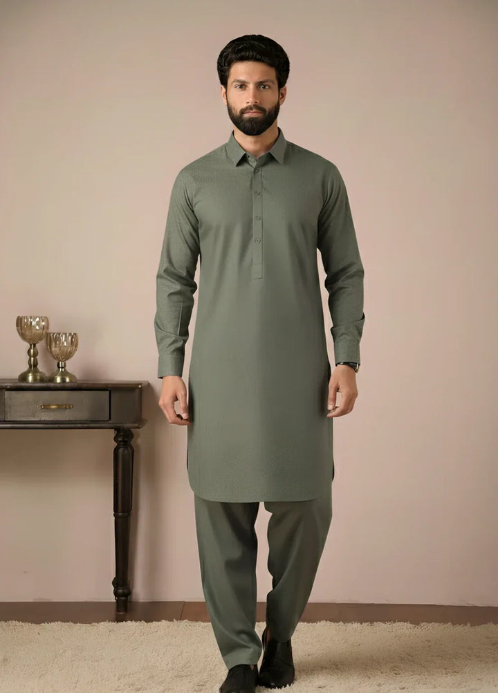 Gold Medal by Stitching Cotton Men RTW Solid Poly 2 Piece Suit Dark Grey SMKS-129 - Casual Collection