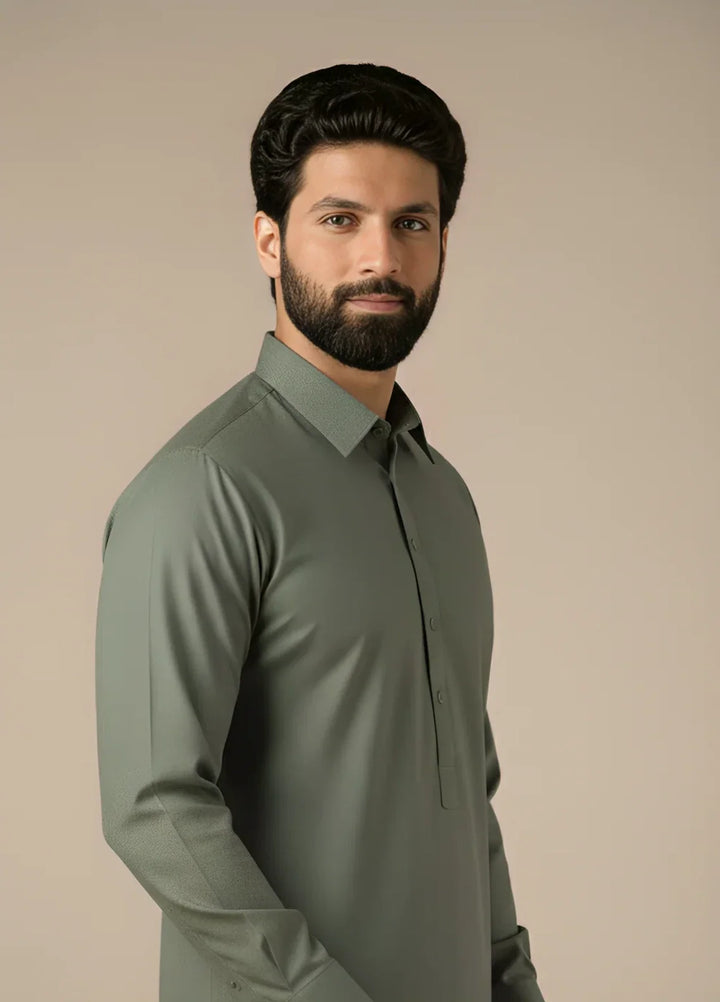 Gold Medal by Stitching Cotton Men RTW Solid Poly 2 Piece Suit Dark Grey SMKS-129 - Casual Collection