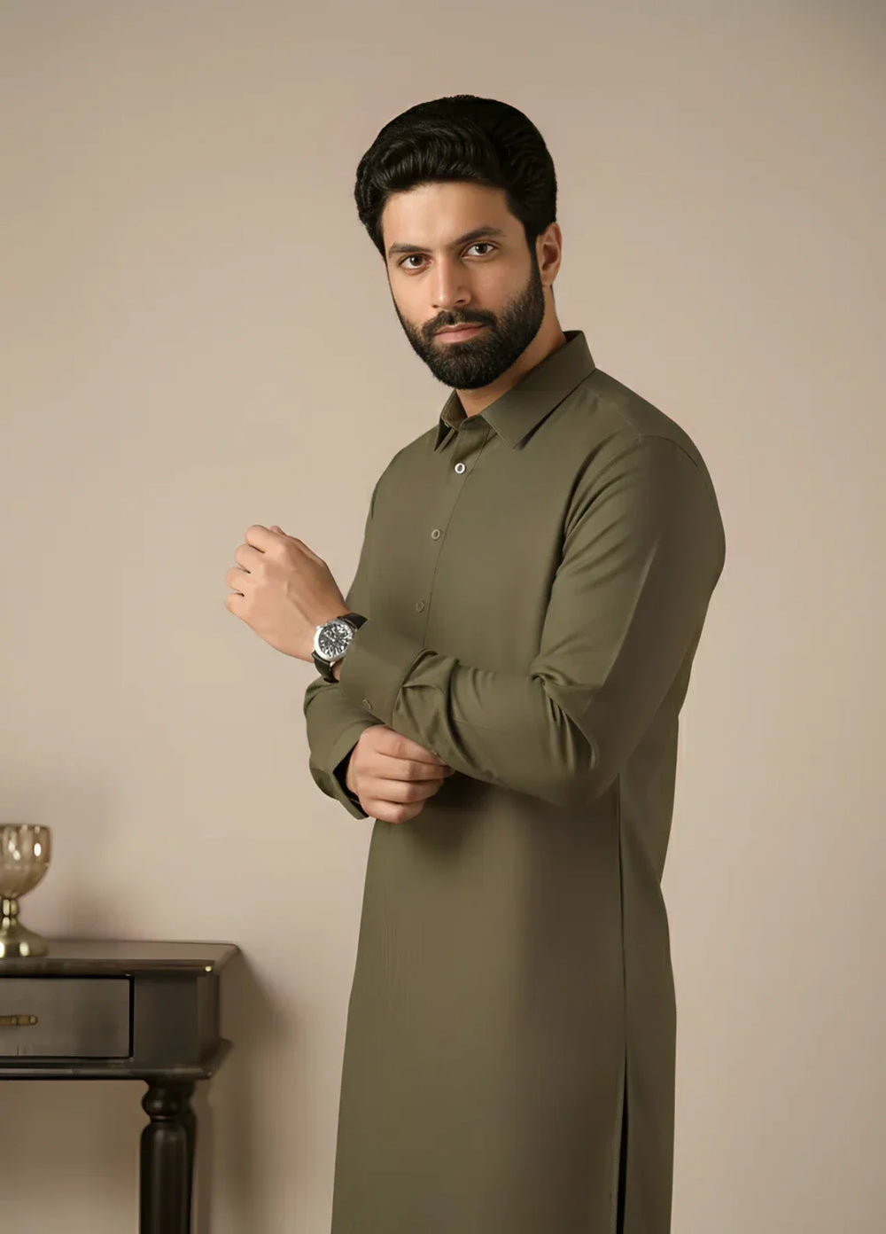 Gold Medal by Stitching Cotton Men RTW Solid Poly 2 Piece Suit Sandy SMKS-135 - Casual Collection