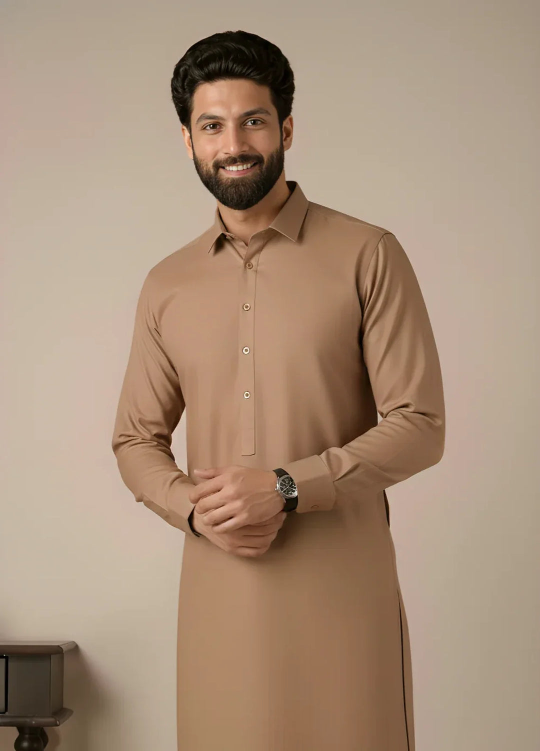 Gold Medal by Stitching Cotton Men RTW Solid Poly 2 Piece Suit Brown SMKS-131 - Casual Collection