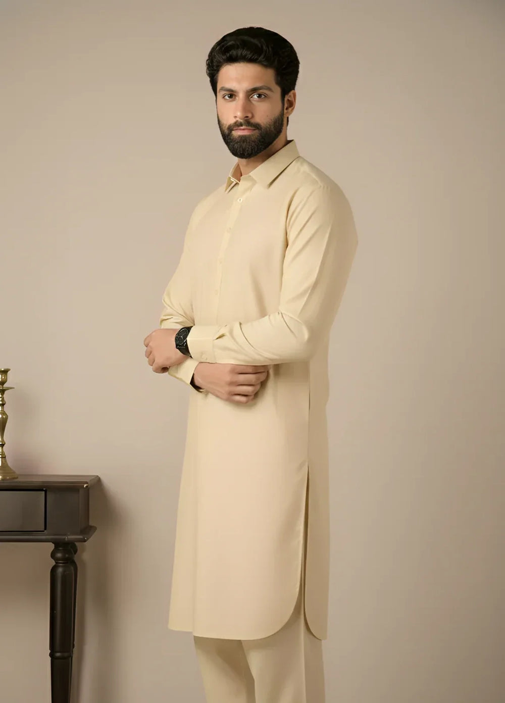 Gold Medal by Stitching Cotton Men RTW Solid Poly 2 Piece Suit Off White SMKS-136 - Casual Collection