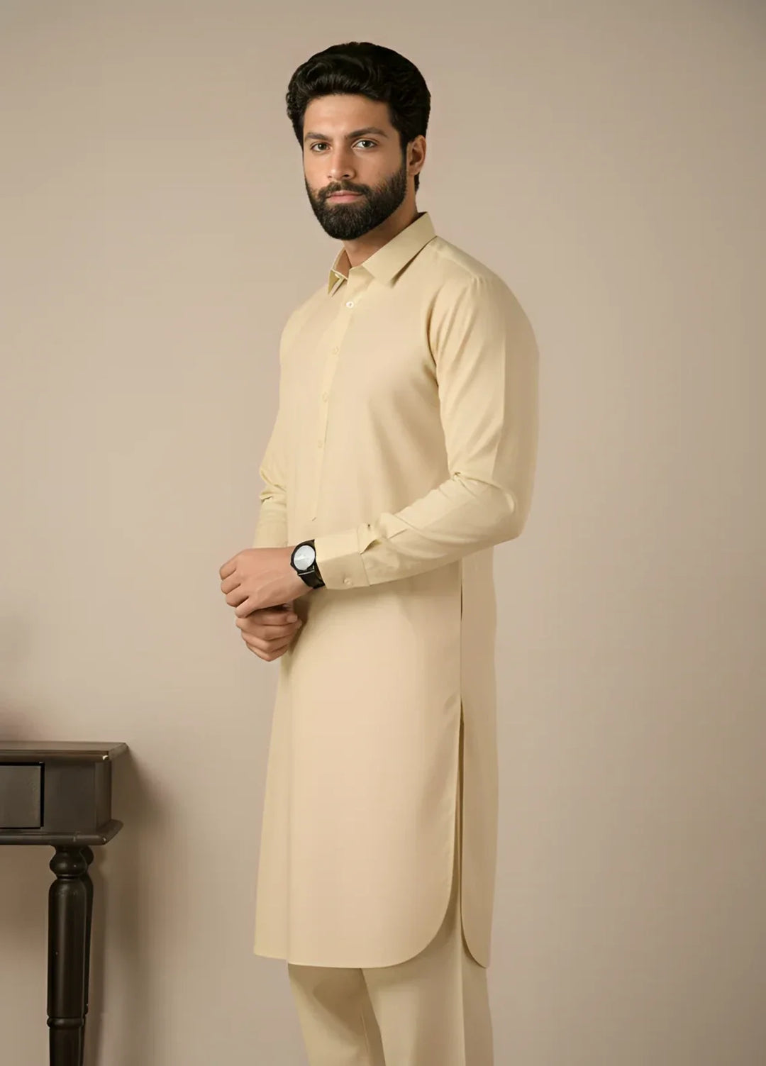 Gold Medal by Stitching Cotton Men RTW Solid Poly 2 Piece Suit Off White SMKS-136 - Casual Collection