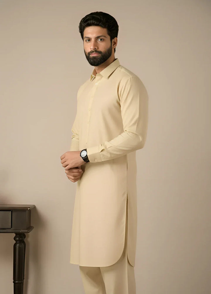 Gold Medal by Stitching Cotton Men RTW Solid Poly 2 Piece Suit Off White SMKS-136 - Casual Collection