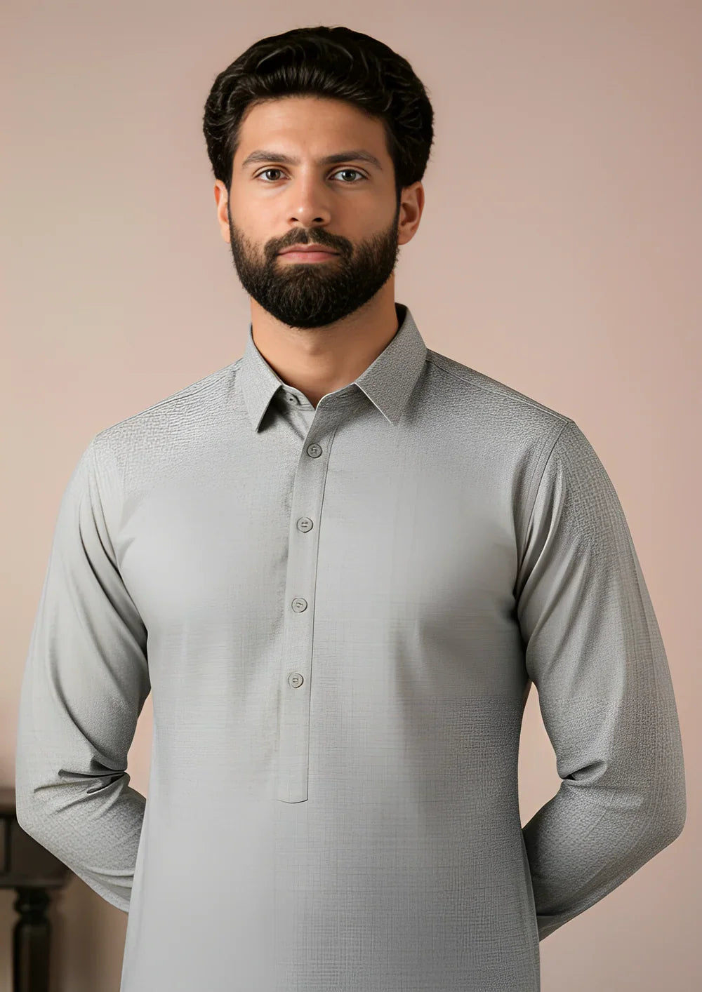 Gold Medal by Stitching Cotton Men RTW Solid Poly 2 Piece Suit Ash Grey SMKS-133 - Casual Collection