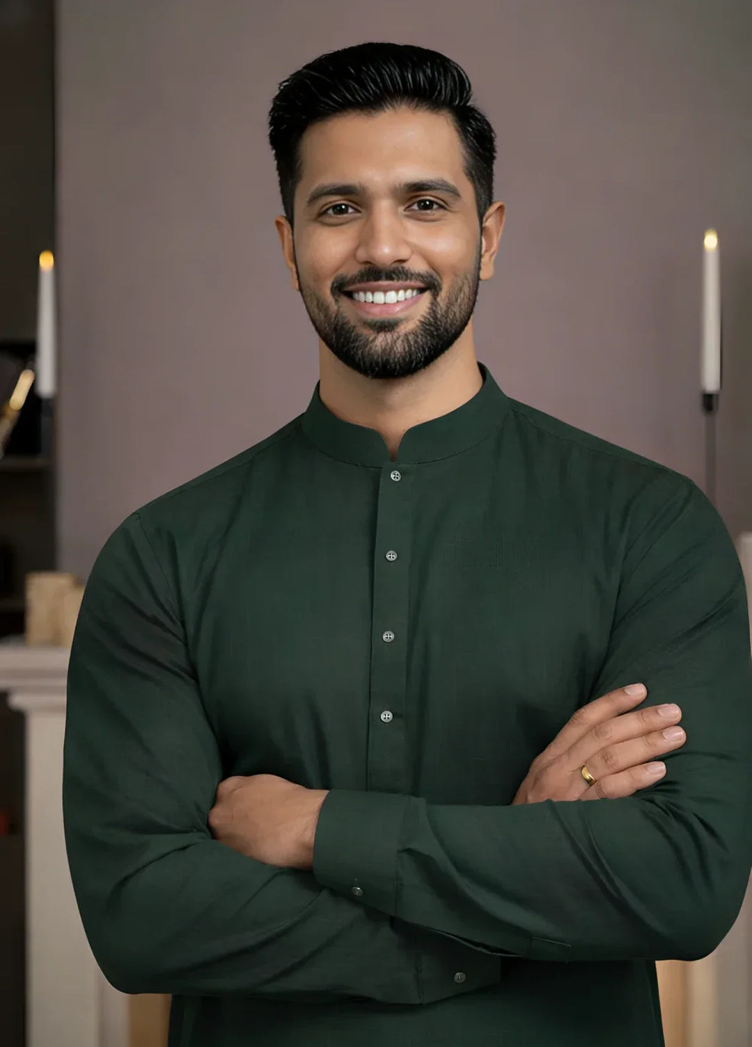 Gold Medal by Stitching Cotton Men RTW Solid Poly 2 Piece Suit Vintage-Bottle Green SMKS-103 - Casual Collection