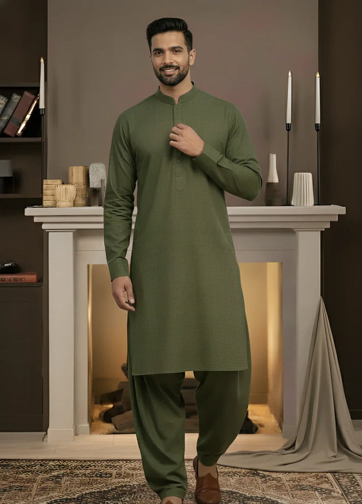 Stitching Cotton RTW Men Poly Kameez Shalwar Suit Vintage Sandy - Casual Collection