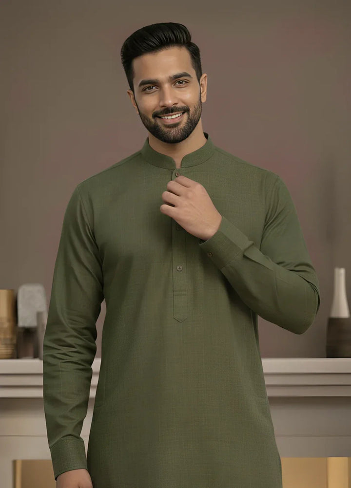 Stitching Cotton RTW Men Poly Kameez Shalwar Suit Vintage Sandy - Casual Collection