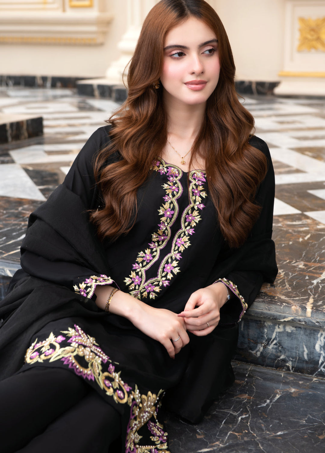 Jasmine by Fajr Khan Women Hand work 3 Piece Suit Doria - Festive Collection