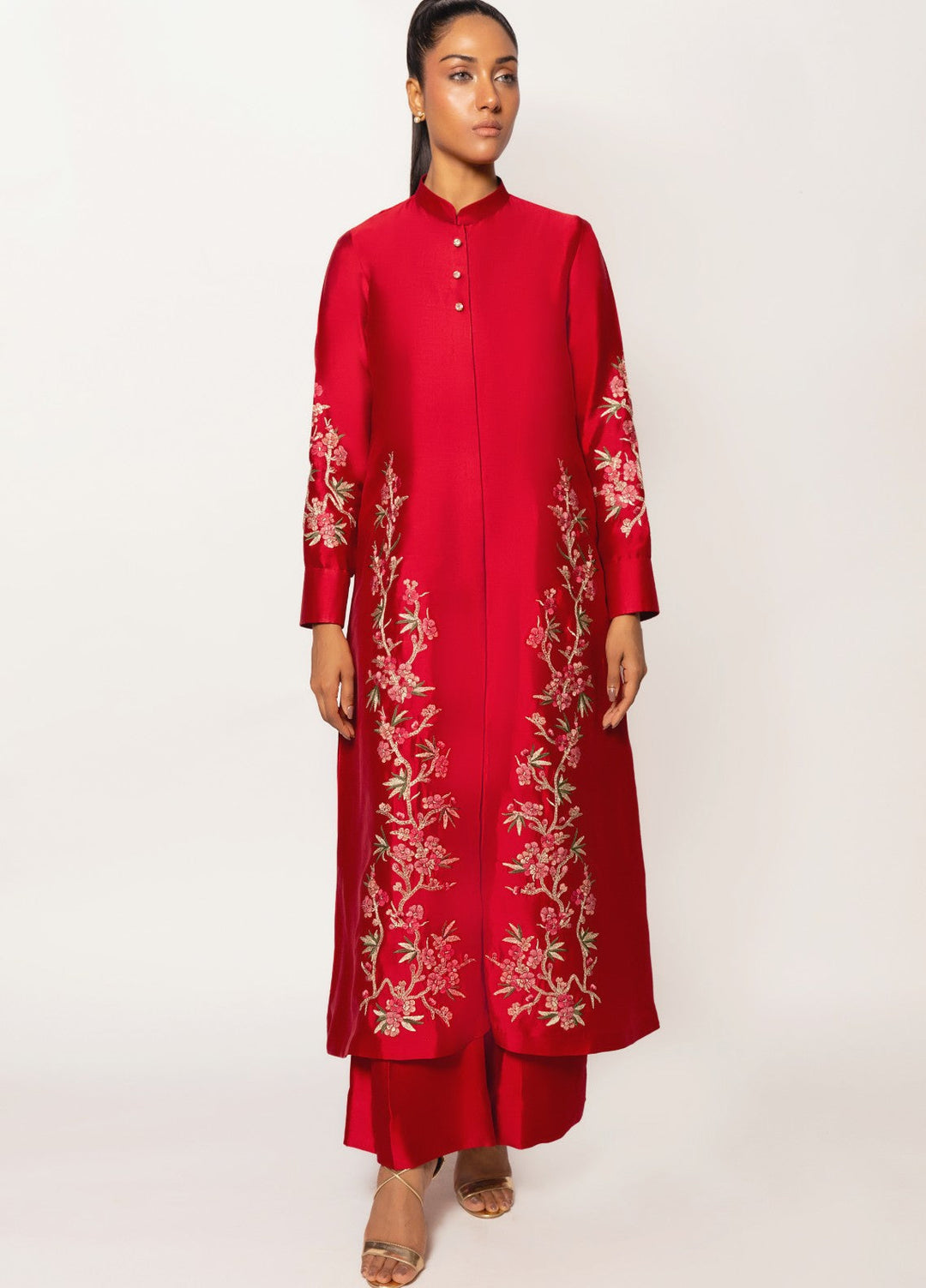 Gulenoor Women RTW Embroidered Sheesha Silk 3 Piece Suit The Crimson Caravan - Festive Collection