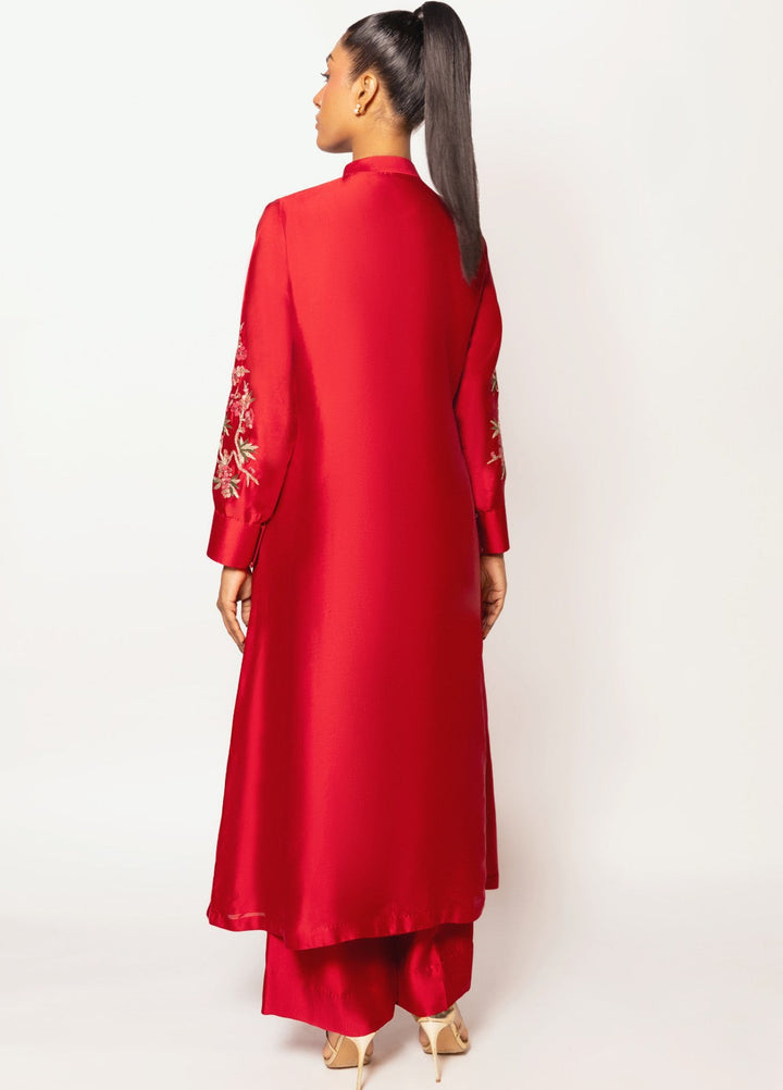 Gulenoor Women RTW Embroidered Sheesha Silk 3 Piece Suit The Crimson Caravan - Festive Collection