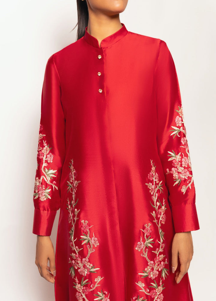 Gulenoor Women RTW Embroidered Sheesha Silk 3 Piece Suit The Crimson Caravan - Festive Collection