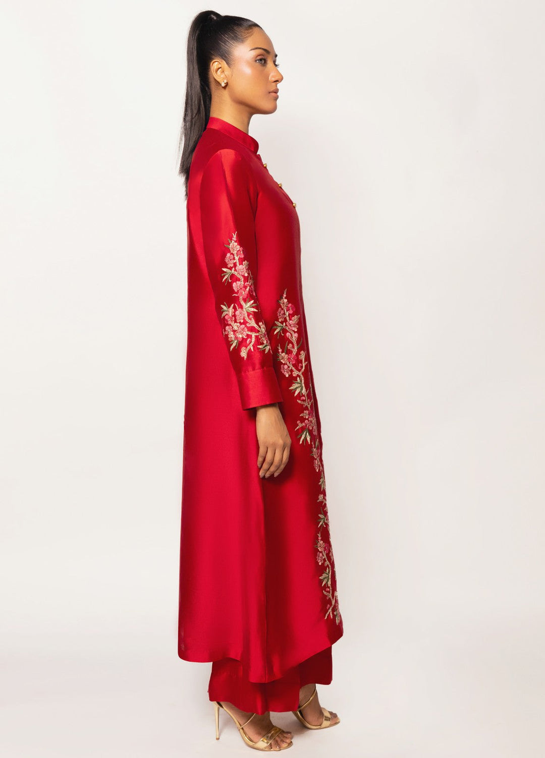 Gulenoor Women RTW Embroidered Sheesha Silk 3 Piece Suit The Crimson Caravan - Festive Collection