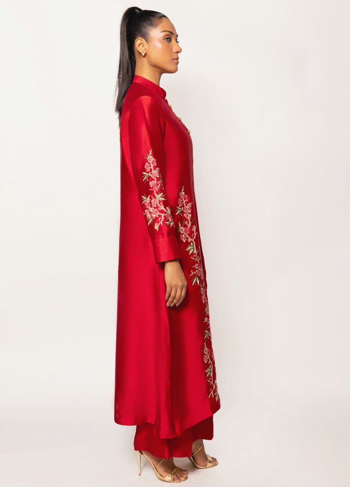 Gulenoor Women RTW Embroidered Sheesha Silk 3 Piece Suit The Crimson Caravan - Festive Collection