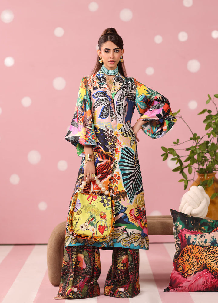Musferah Saad Women RTW Printed Silk 3 Piece Suit Chromatic Jungle - Festive Collection