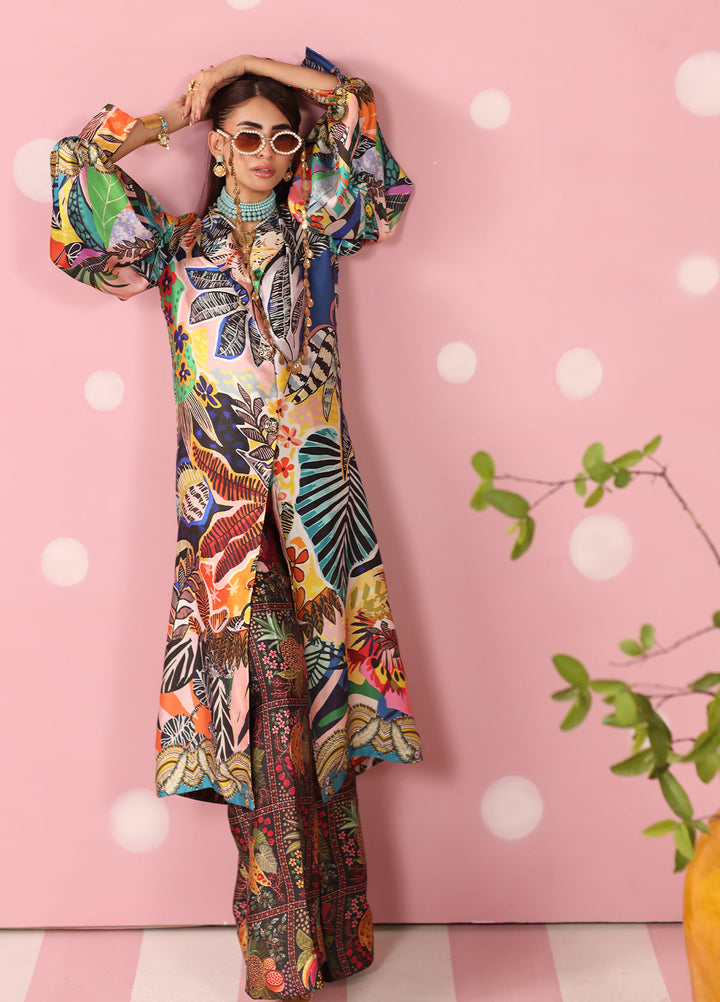Musferah Saad Women RTW Printed Silk 3 Piece Suit Chromatic Jungle - Festive Collection
