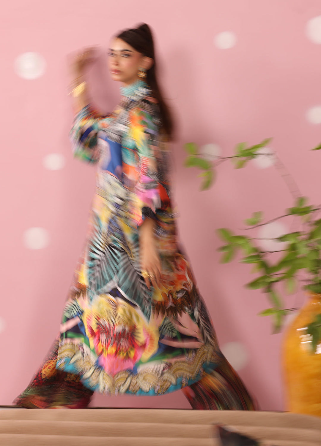 Musferah Saad Women RTW Printed Silk 3 Piece Suit Chromatic Jungle - Festive Collection