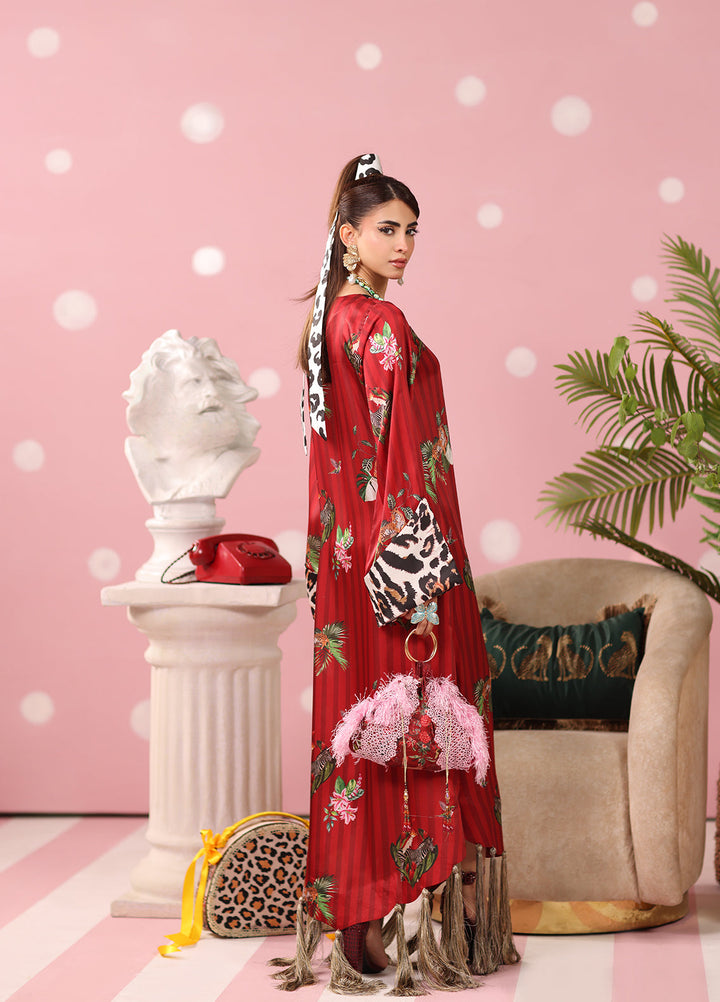 Musferah Saad Women RTW Printed Silk 2 Piece Suit Ruby Safari - Festive Collection