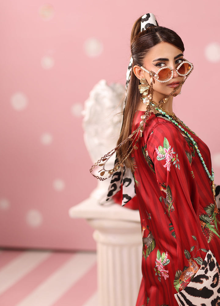 Musferah Saad Women RTW Printed Silk 2 Piece Suit Ruby Safari - Festive Collection