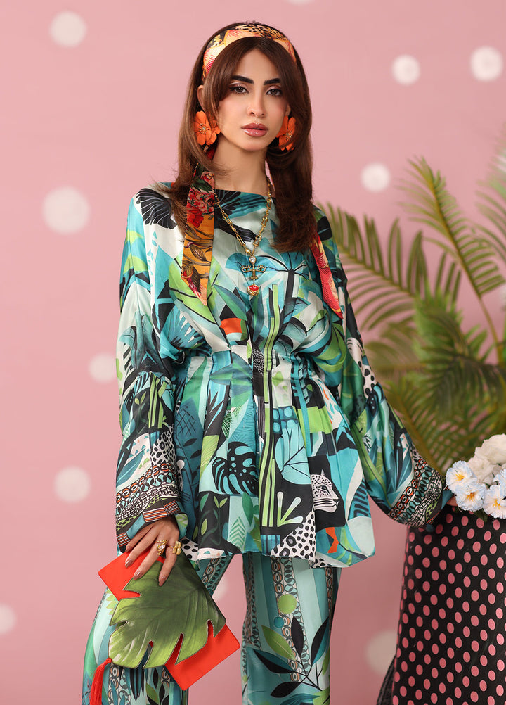 Musferah Saad Women RTW Printed Silk 3 Piece Suit Azure Ambush - Festive Collection
