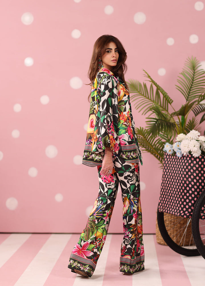 Musferah Saad Women RTW Printed Silk 3 Piece Suit Noir Tropics - Festive Collection