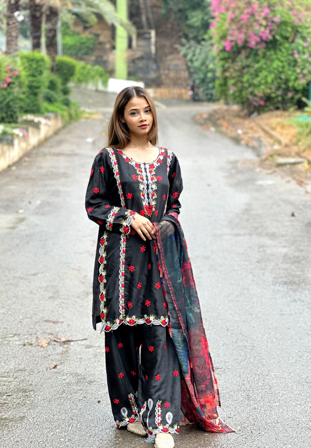 Blossom Aroma from Khuwab by Kazma RTW Embroidered 3 Piece Suit Black Bloom - Collection