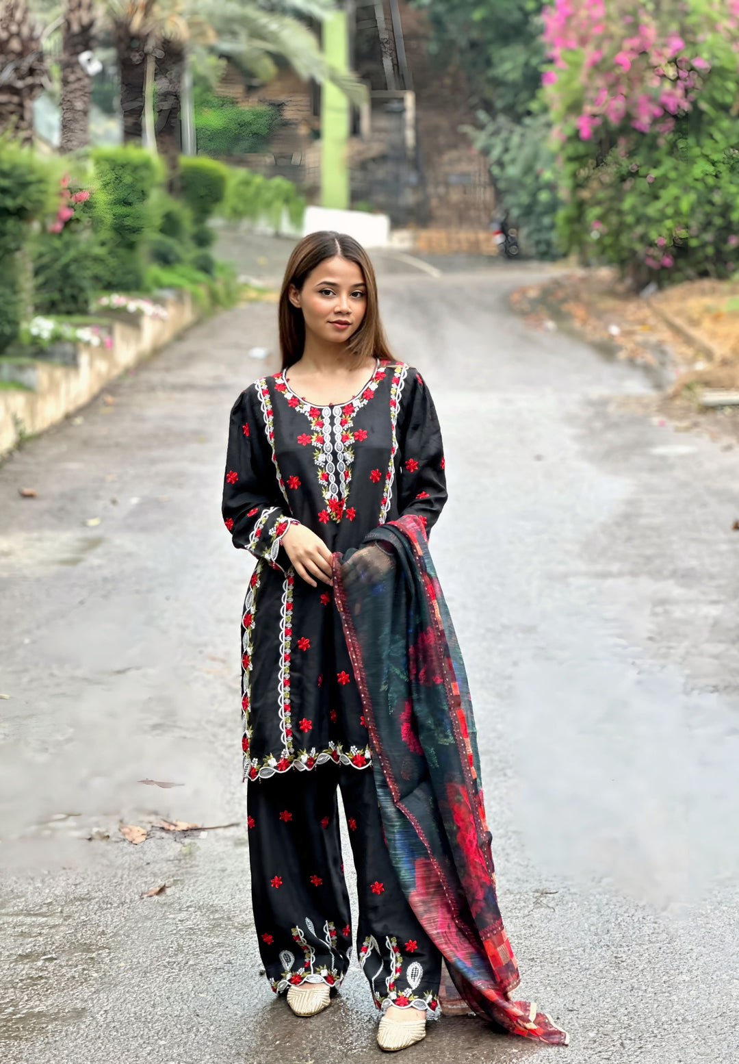 Blossom Aroma from Khuwab by Kazma RTW Embroidered 3 Piece Suit Black Bloom - Collection