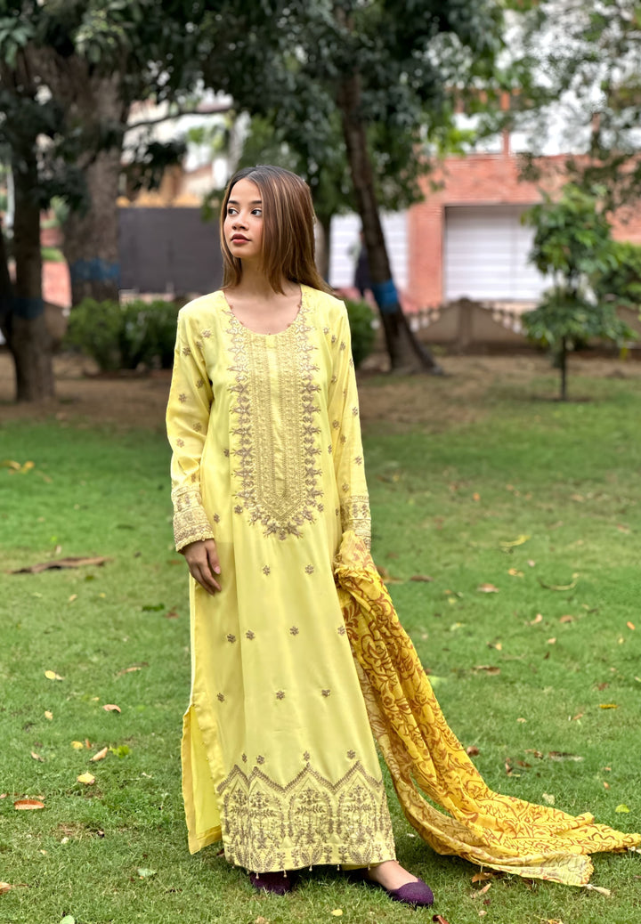 Blossom Aroma from Khuwab by Kazma RTW Lawn Embroidered 3 Piece Suit Sunflower Shimmer - Casual Collection