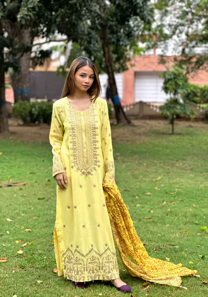 Blossom Aroma from Khuwab by Kazma RTW Lawn Embroidered 3 Piece Suit Sunflower Shimmer - Casual Collection