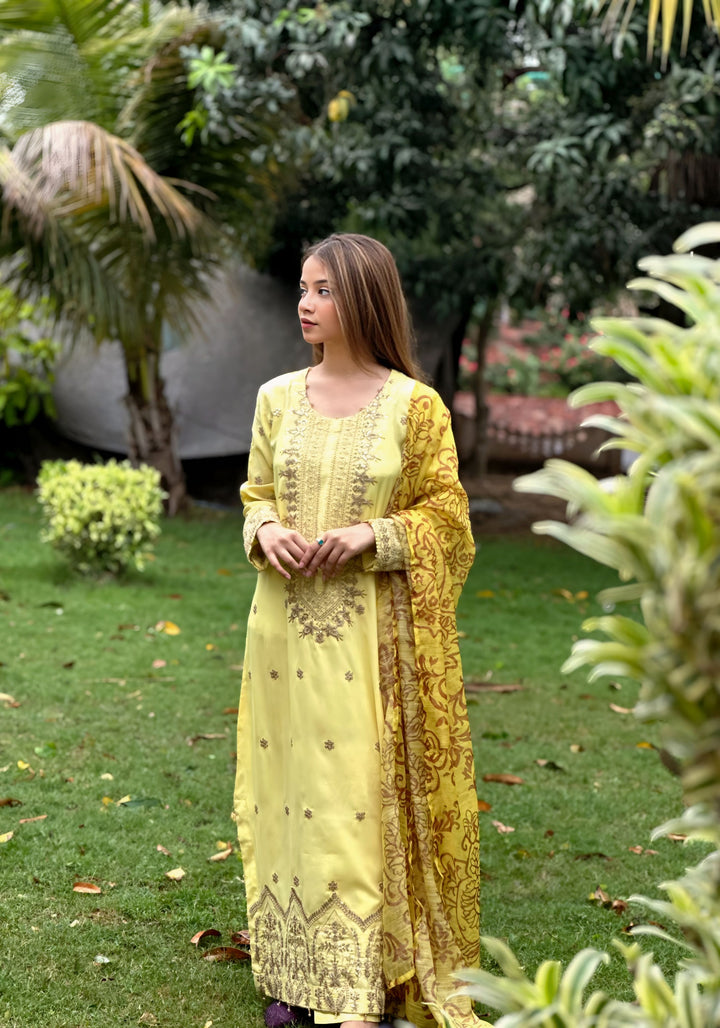 Blossom Aroma from Khuwab by Kazma RTW Lawn Embroidered 3 Piece Suit Sunflower Shimmer - Casual Collection