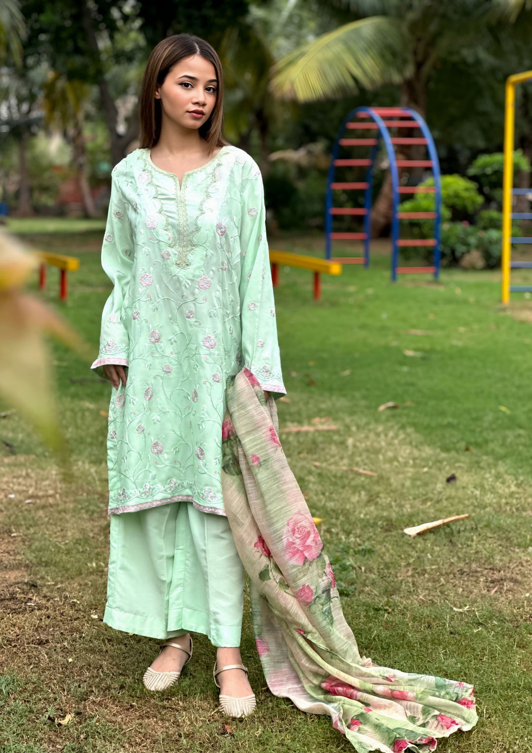 Blossom Aroma from Khuwab by Kazma RTW Embroidered 3 Piece Suit Mint Blossom - Collection