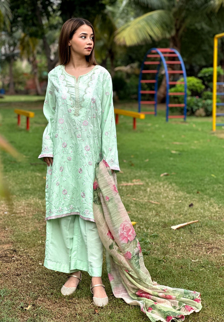 Blossom Aroma from Khuwab by Kazma RTW Embroidered 3 Piece Suit Mint Blossom - Collection