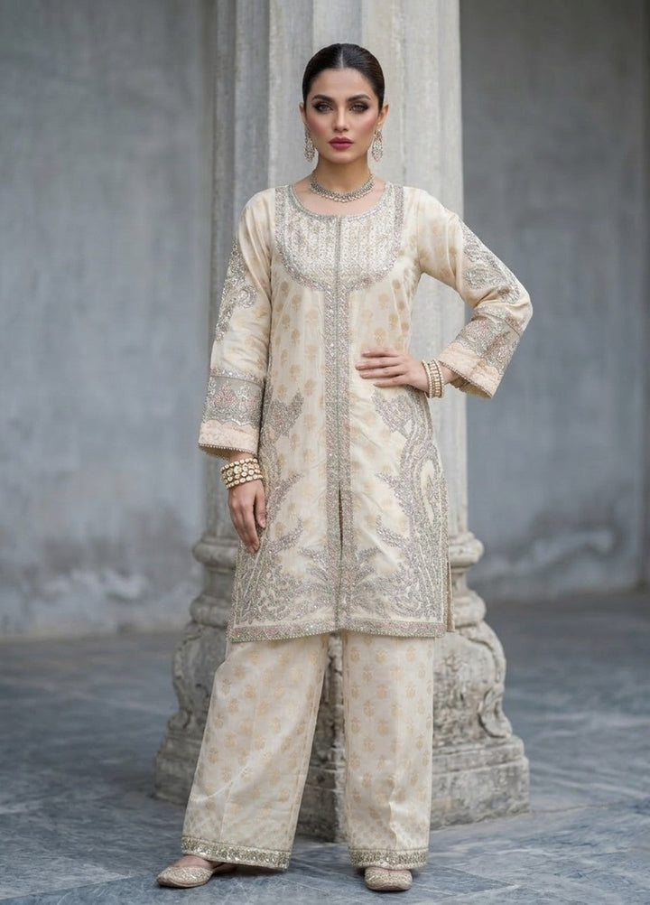 Elara By Diara Couture Women RTW Embroidered Lawn 3 Piece Suit JK-25 Ivory - Eid Collection