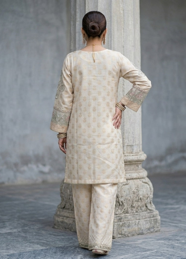 Elara By Diara Couture Women RTW Embroidered Lawn 3 Piece Suit JK-25 Ivory - Eid Collection