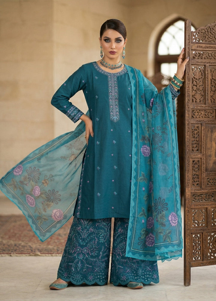 Zayra by Diara Couture RTW Embroidered Lawn 3 Piece Suit LAWN ZP-77 TEAL  - Festive Collection