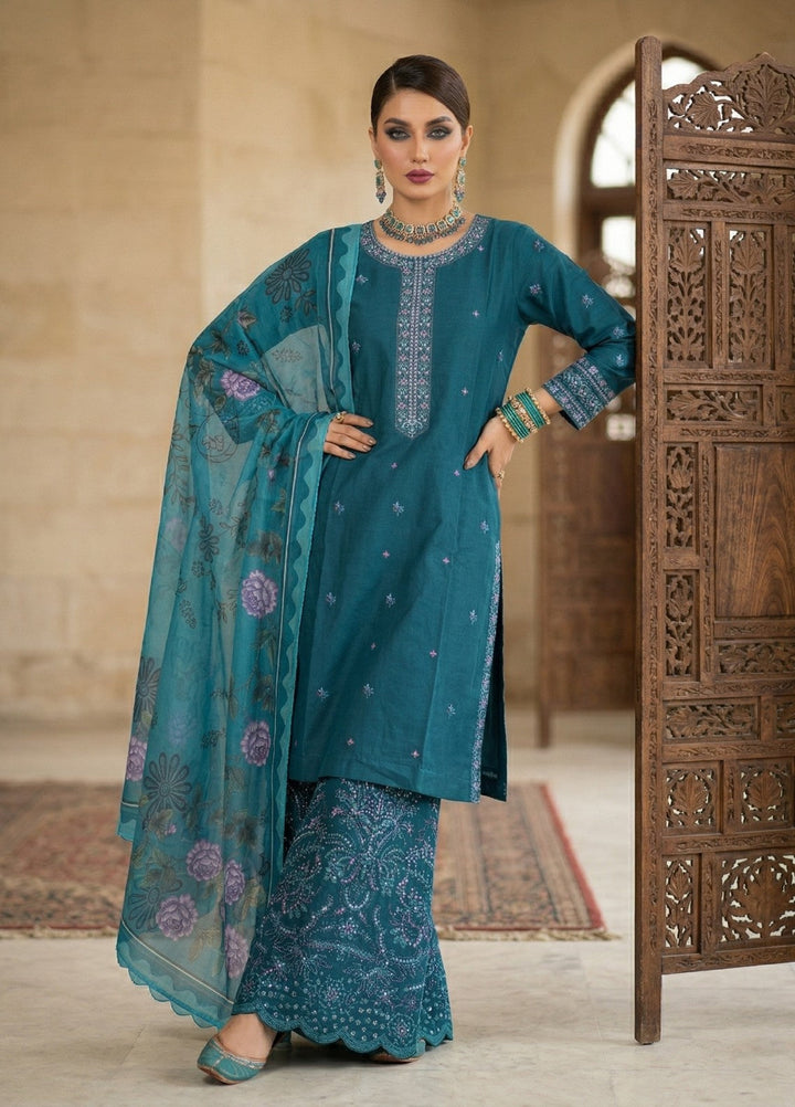Zayra by Diara Couture RTW Embroidered Lawn 3 Piece Suit LAWN ZP-77 TEAL  - Festive Collection