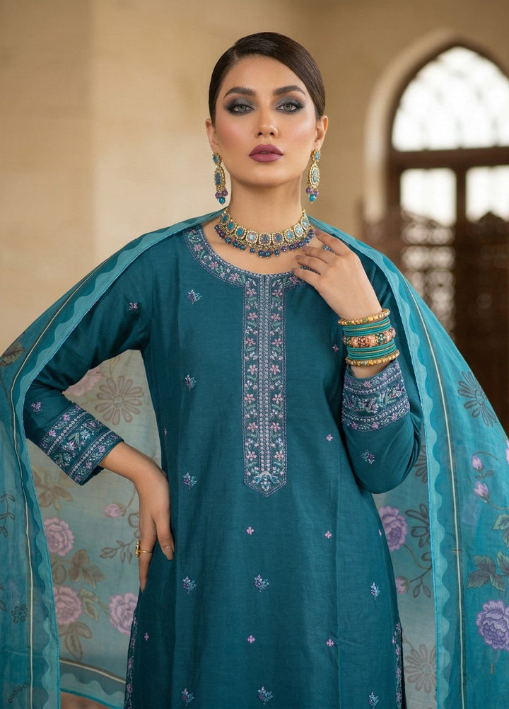 Zayra by Diara Couture RTW Embroidered Lawn 3 Piece Suit LAWN ZP-77 TEAL  - Festive Collection