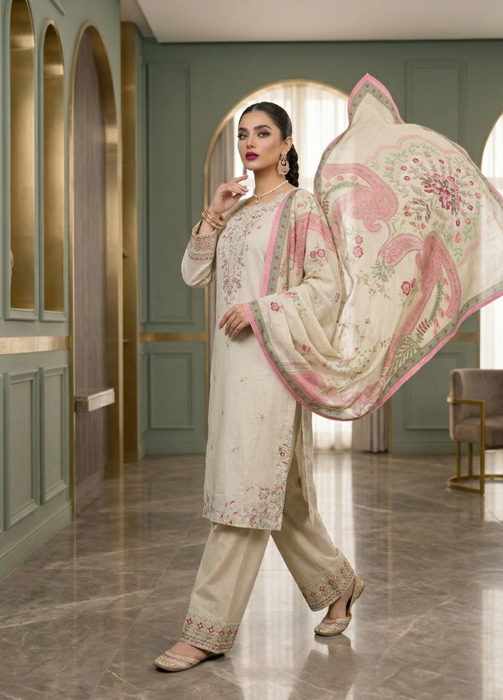 Zayra by Diara Couture RTW Embroidered Lawn 3 Piece Suit LAWN ZP-78 IVORY  - Festive Collection
