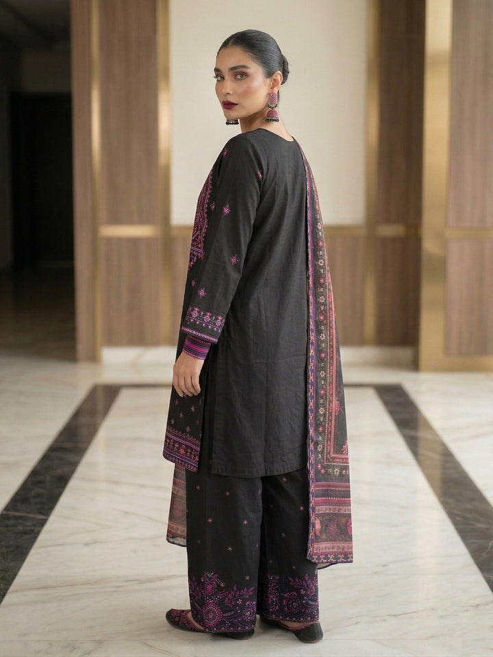 Zayra by Diara Couture RTW Embroidered Cotton 3 Piece Suit AVENZA ZP-80 BLACK  - Festive Collection
