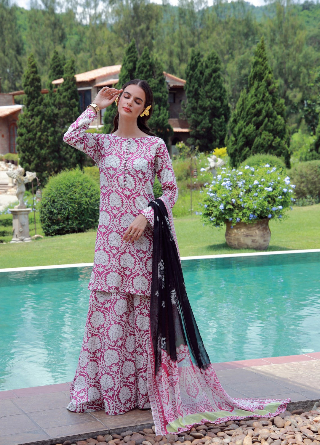 Petals Of Serenity by Feathers RTW Printed Lawn 3 Piece Suit GLOVIX - Casual Collection