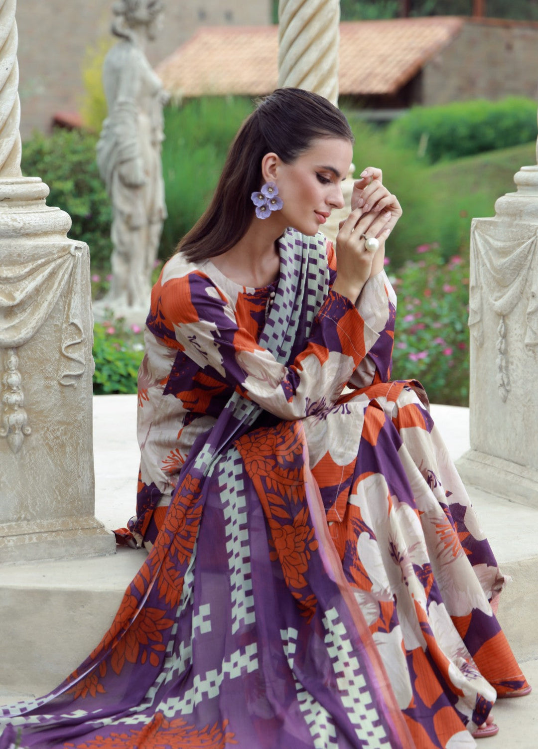 Petals Of Serenity by Feathers RTW Printed Lawn 3 Piece Suit SOLTREX - Casual Collection