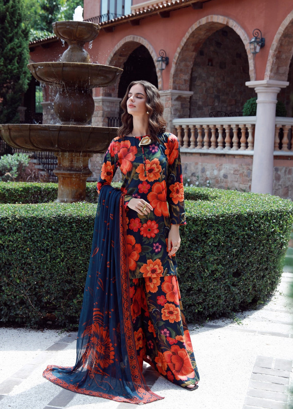 Petals Of Serenity by Feathers RTW Printed Lawn 3 Piece Suit VESTOR - Casual Collection