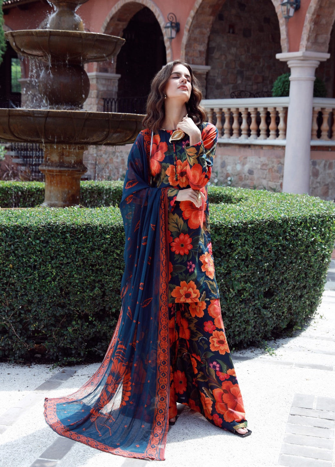 Petals Of Serenity by Feathers RTW Printed Lawn 3 Piece Suit VESTOR - Casual Collection