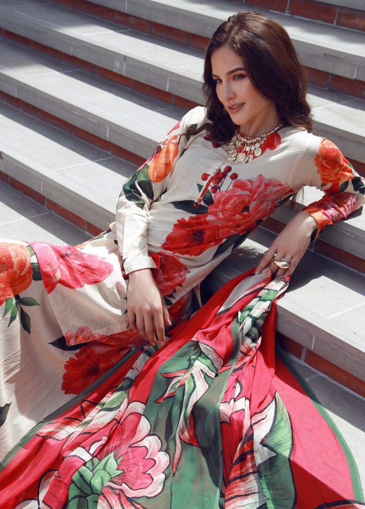 Petals Of Serenity by Feathers RTW Printed Lawn 3 Piece Suit ZENVOR - Casual Collection