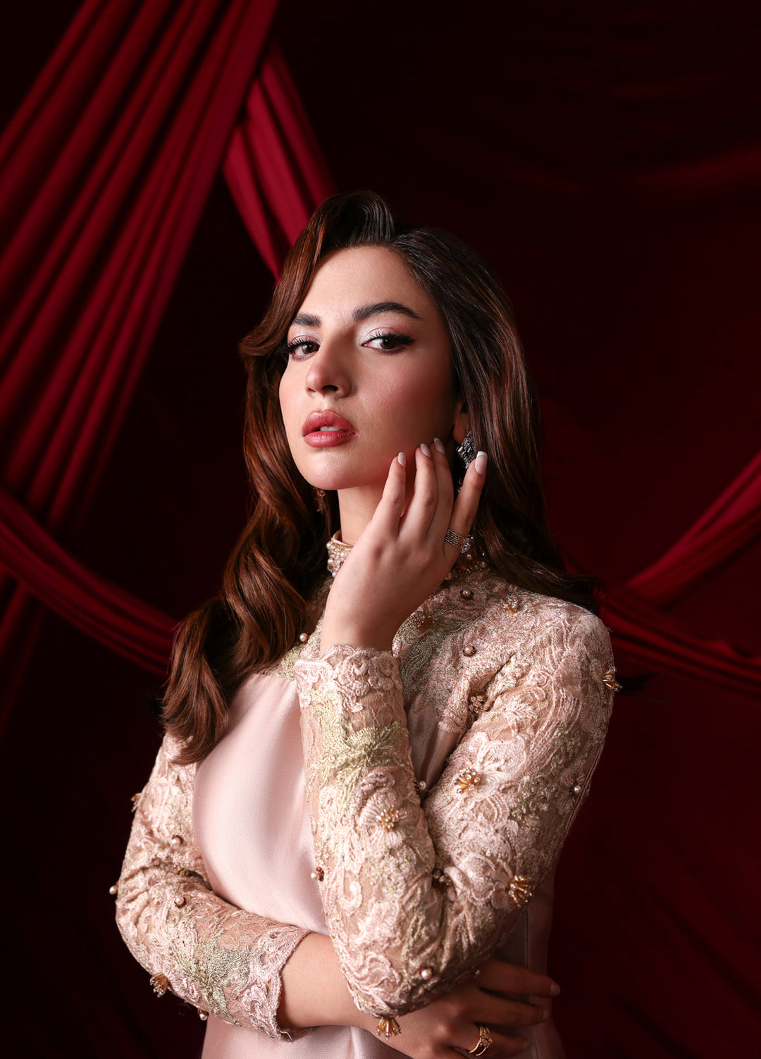 The Glamorous by Musferah Saad RTW Hand work Tissue Silk 3 Piece Suit Rosaline - Casual Collection