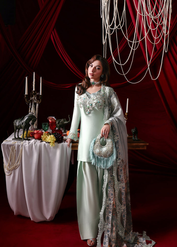 The Glamorous by Musferah Saad RTW Hand work Tissue Silk 3 Piece Suit Elysia - Eid Collection