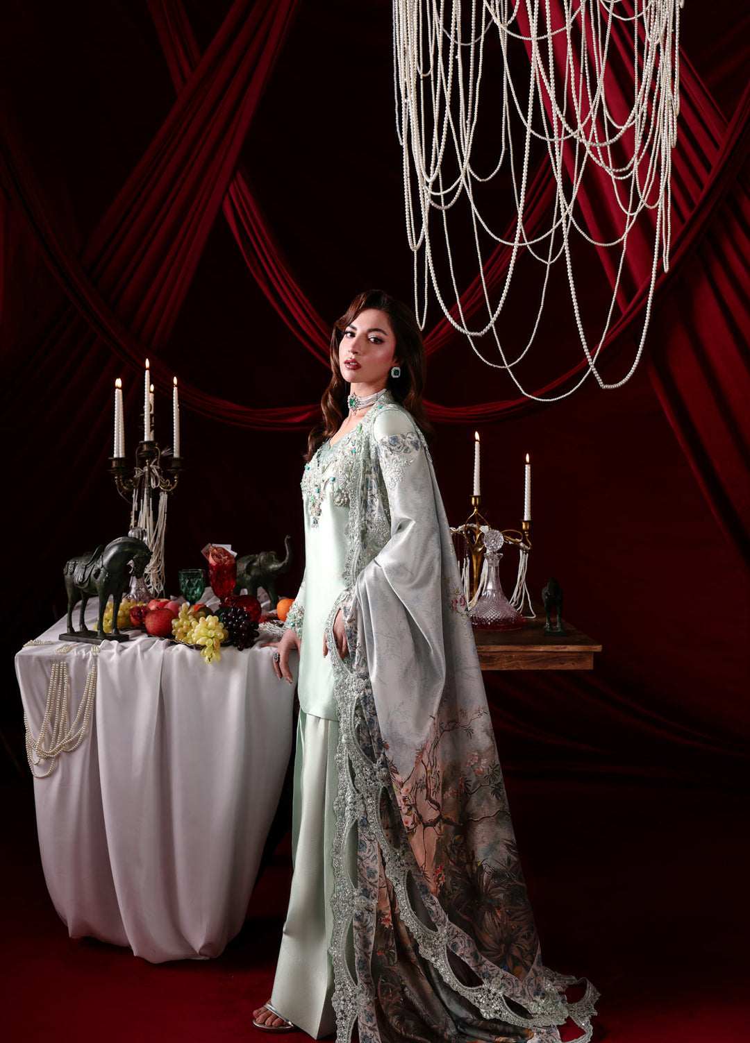 The Glamorous by Musferah Saad RTW Hand work Tissue Silk 3 Piece Suit Elysia - Eid Collection