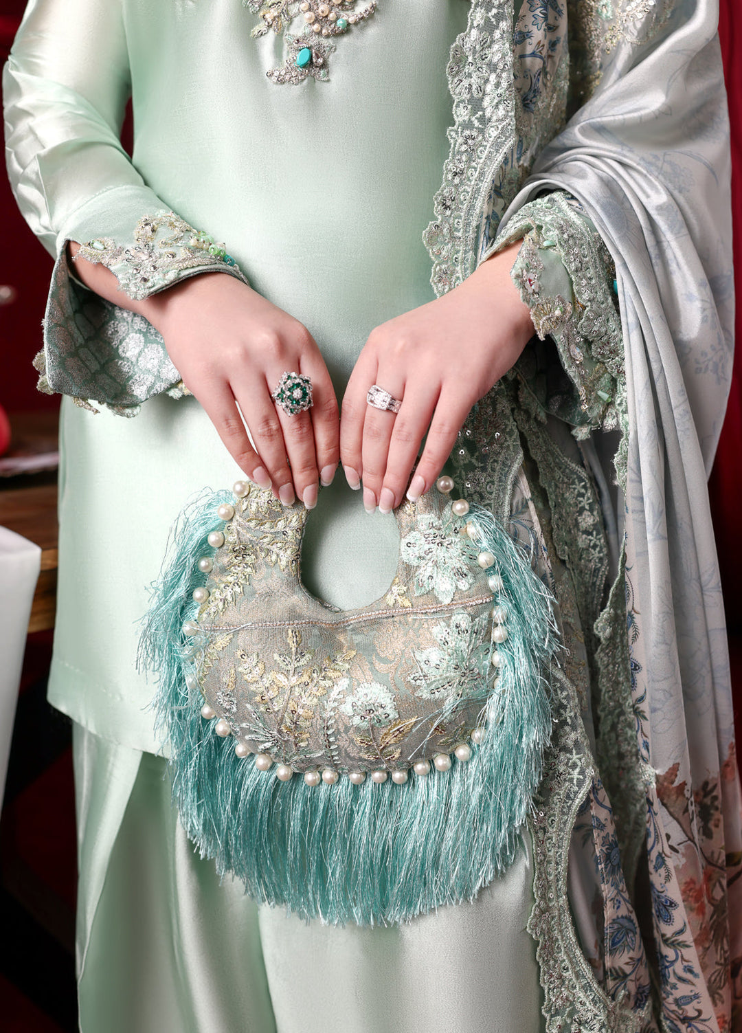 The Glamorous by Musferah Saad RTW Hand work Tissue Silk 3 Piece Suit Elysia - Eid Collection